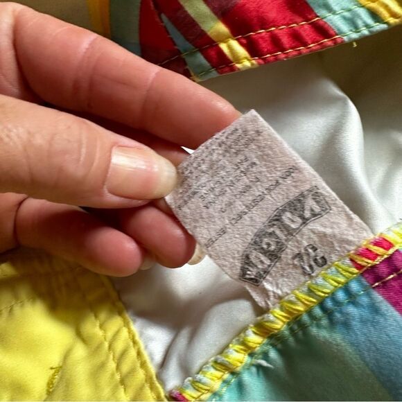 VOLCOM 32 Mens Swim BOARD SHORTS Plaid Surf Drawstring Red Blue Yellow Logo - Picture 5 of 6